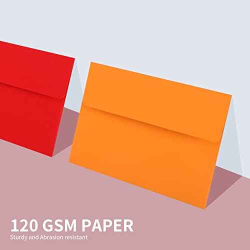 Granhoolm 50 pack 4x6 Envelopes,A6 Invitation Envelopes 6.5 x 4.75 For 4x6 Cards- Peel & Press,Ideal for Invitations,Weddings,Parties,Greeting Cards,Photos(colorful)