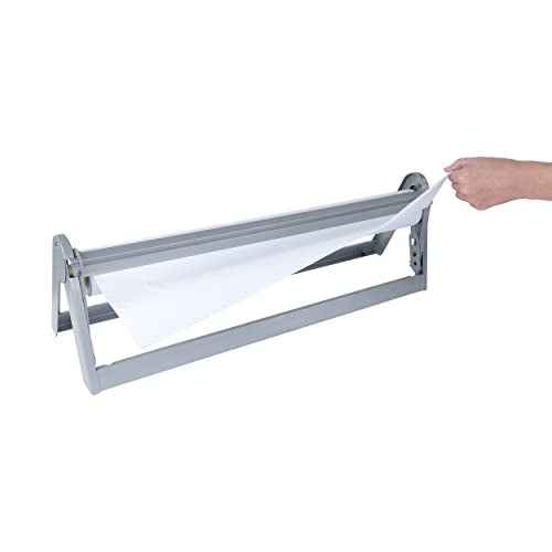 BISupply Butcher and Wrapping Paper Cutter Dispenser - 24in Craft Paper Roll Holder Stand and Cutter for Kitchen Storage