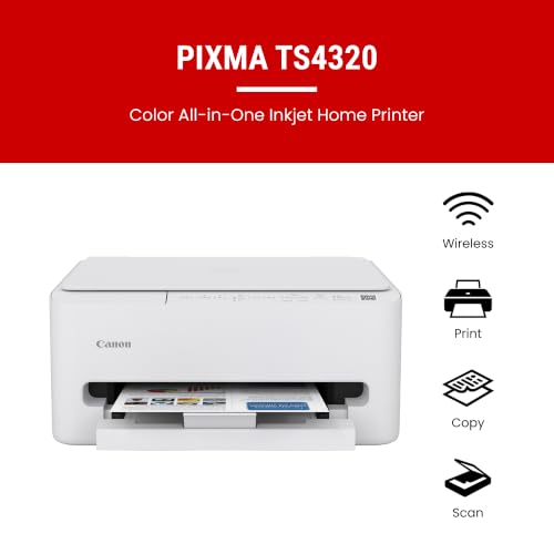 Canon PIXMA TS4320 New Model Wireless Color Inkjet Printer – All-in-One, Print, Scan, Copy