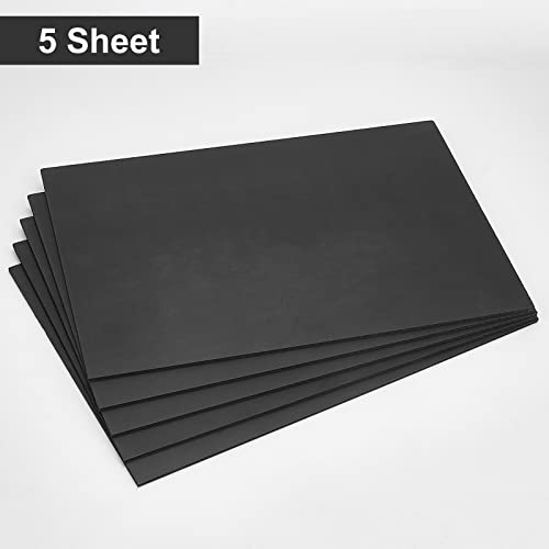 BENECREAT 5 Sheets 3mm Black PVC Foam Sheet A4 Lightweight Rigid Craft Material, 11.8x7.8 inch