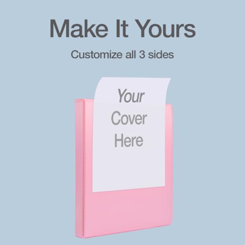 Oxford Pink 1 Inch 3 Ring Binder - Holds 225 Sheets, 2 Pockets, Customizable Cover