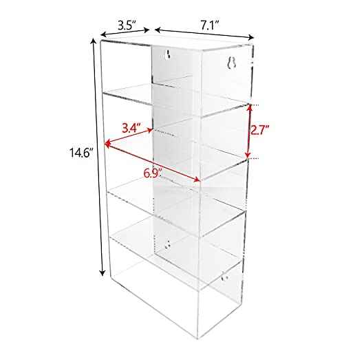 Ikee Design 5-Level Mirrored Back Acrylic Display Case, Collection Display Case for Mini Funko Pop Figures, Acrylic Eyewear Sunglasses Rack, Freestanding or Wall-Mounted, Clear Color