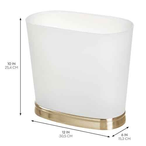 InterDesign iDesign Small Oval Bathroom Trash Frost/Soft Brass Waste can