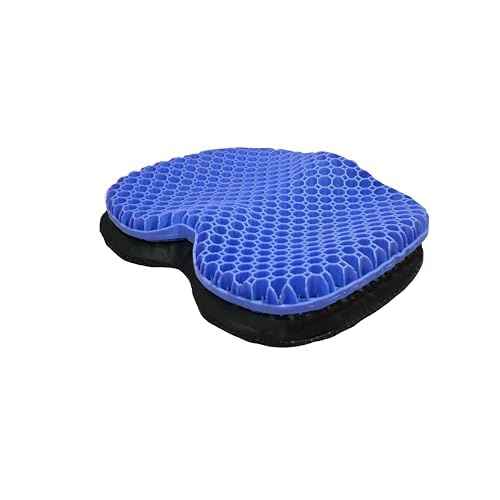 Blue Gel TPU Seat Cushion ? Contoured Honeycomb Cooling Gel Cushion for Long Sitting, Pressure Relief for Tailbone & Sciatica, Non-Slip Washable Cover ? 15.35 x 12.6 in