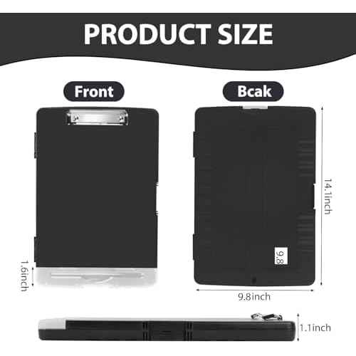 5 PCS Clipboard with Storage High Capacity Plastic Clipboard with Pen Holder Heavy Duty Nursing Clipboards Folder Side Opening Smooth Writing Clipboards with Low Profile Clip for for School & Office