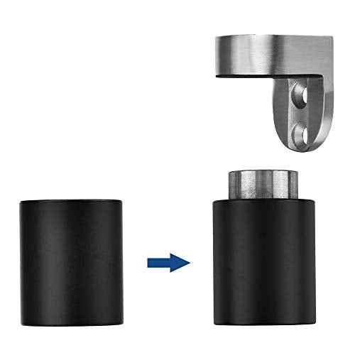 DS-004 Stainless Steel Noise Cancelling Magnetic Door Stop with Soundproof Rubber, Floor Mounted, 2 Pack