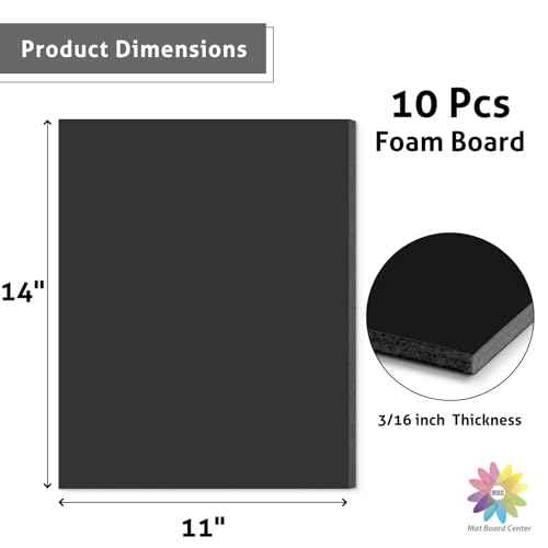 Mat Board Center, Acid Free Foam Boards 11 x 14 Inch, Black Foam Core, 10 Sheets