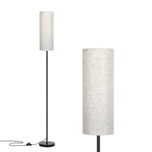 FRIDEKO HOME Floor Lamp with Beige Shade, Simple Design with Foot Pedal Switch, Small Tall Lamps for Living Room Bedroom Office, Corner Floor Stand Light with Black Pole Lamp (No Bulb/No Remote)