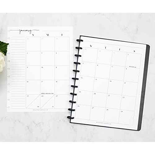 BetterNote 2026 HORIZONTAL Calendar Refill for Disc Notebook, Fits Levenger Circa, Staples Arc Jr, TUL Office Depot, Happy Planner, InkWell Press, MAMBI, NOTIQ (Modern, 11-Disc, 8.5"x11")