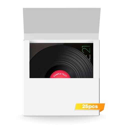 25 Pack Vinyl Record Mailers, 12" x 12" x 1" Easy Fold Album Shipping Boxes, Heavy Duty Cardboard Mailer Box for Mailing Shipping Moving Packing Storage, White