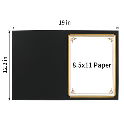 SUNEE Certificate Holders(Black, 60 Packs, New Pattern), Diploma Covers Gold Foil Border, for Letter Size 8.5x11 Certificates, Cardstock, Document Papers