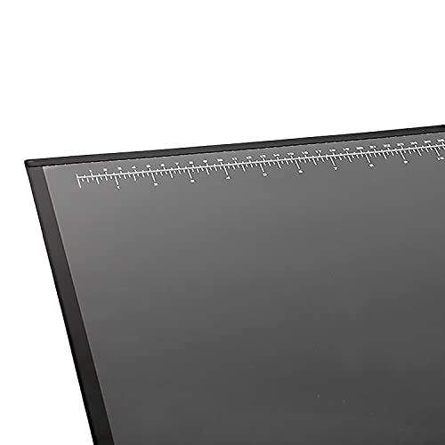 Artistic Logo Desk Pad 19x24 Inch Engineering Office Mat with Ruler Measurements, Black/Clear