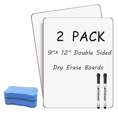 VPJ Double Sided Portable White Board 9x12 Inches - Listing 2, Mini Dry Erase Board with Markers & Erasers