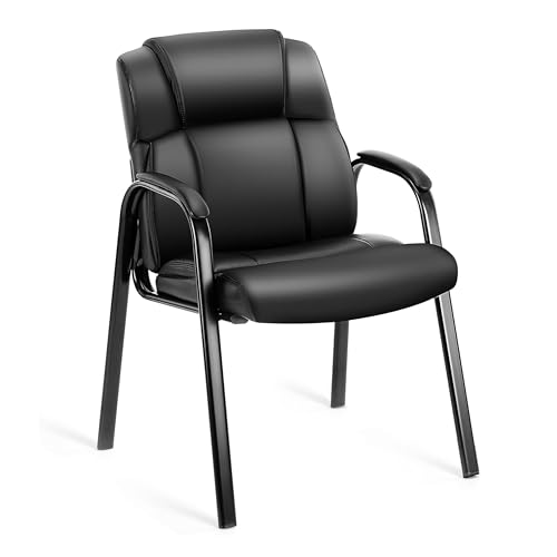 HealSmart 1 Pack Leather Guest Chair with Padded Arm Rest for Office Reception, Waiting Room, Meeting Conference, Lobby Home Desk Table Side Chairs for Seniors, Elderly