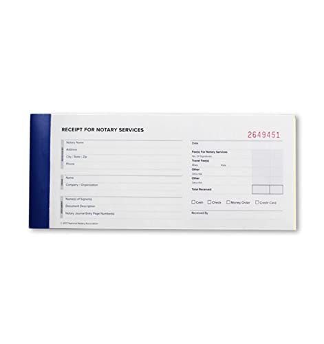 National Notary Association Notary Receipt Book with 50 Receipt Forms