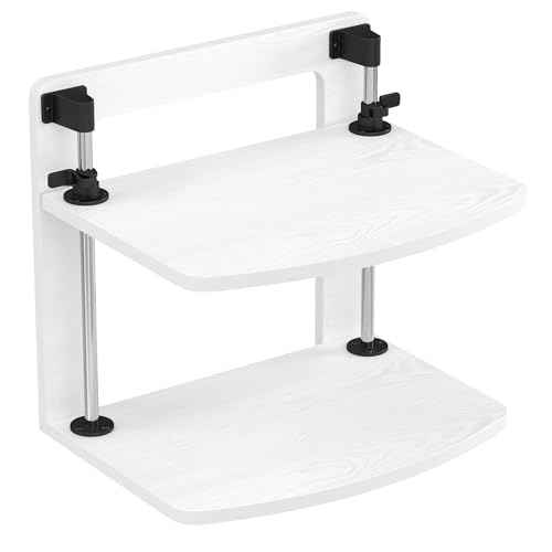 15.6 14 13.3 Inch Laptop Computer Monitor Stand Riser for Reduced Neck Strain, Adjustable Height Desk Shelf Organizer Monitor Riser Stand for PC Monitor Laptop - Withe - Wood Grain, MR01-L