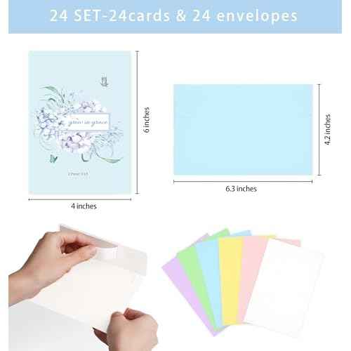 24 Pack Floral Christian Thinking of You Cards with Self-adhesive Envelopes, 4"x6" Boxed Blessing Religious Note Cards with Sentiments Inside, 24 Bible Verses, 24 Designs