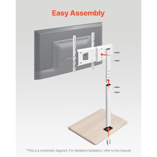 VEVOR Rolling TV Stand, Mobile TV Cart for 32-70 Inch Screens, 25¡Æ Left-Right Rotation and Height Adjustable TV Mount on Wheels, Holds up to 99 lbs for Corner, Bedroom, Outdoor, Max VESA 600x400mm