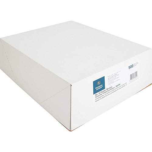 Business Source #10 Envelopes with Security Tint, Double Windows, 9.5" x 4.125", White, 500 Count