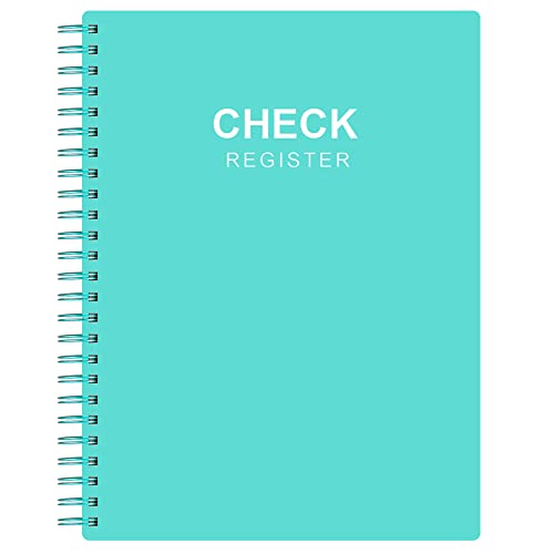 Nokingo Teal A5 Check Register Book 5.8 x 8.25, 112 Checks + 4 Notes pages, undated - Money Ledger with Twin-Wire Binding