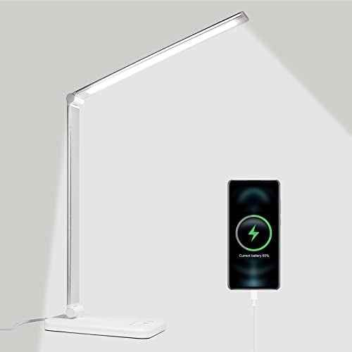 LED Desk Lamp with USB Charging Port, Dimmable Eye-Caring Reading Light for Home, Office, Study Room, Touch Control, Auto Timer, 5 Lighting Modes & 5 Brightness Levels Table Lamp