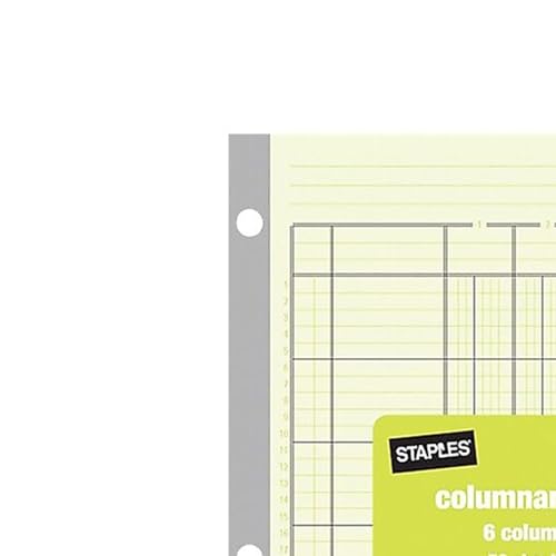 Staples 6-Column Ledger Pad, Green Paper, 50 Sheets, 2-Pack