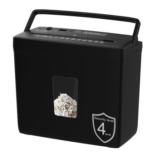 Paper Shredder for Home Use,5 Sheets Small Cross Cut Paper Shredder,P-4 Security Level with 2.38-Gallon Basket, 4-Mode Design-Durable & Fast and Jam Proof for Home Office Utilization