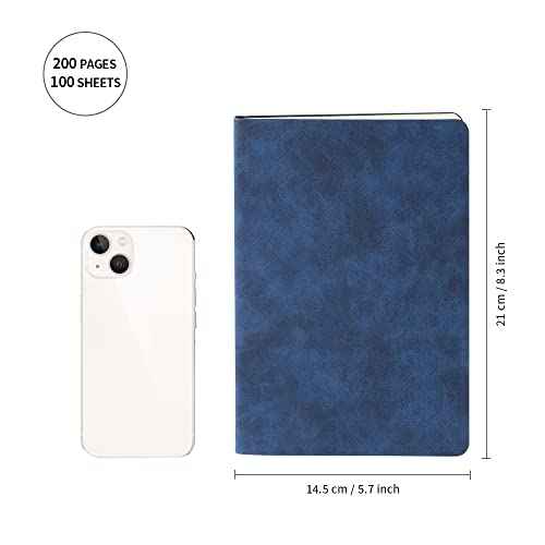 PYD Life 6 Pack Leather Notebooks A5 Journal Lined Blanks 5.8" x 8.3" Blue for Xtool Laser Engraving DIY Crafting,Notebooks for Work School Women Men 200 Pages