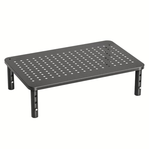 Black HUANUO Adjustable Monitor Stand Riser with 3 Heights & Airflow Vents