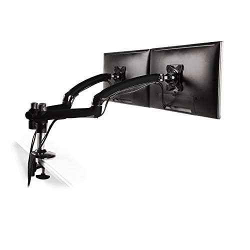 Ergotech Dual Freedom Arm, Includes Two Aluminum Articulating Arms,8.4-17.8 lbs. Weight Capacity per Arm, Suitable for Monitors up to 27'', VESA Compatible 75¡¿75, 100¡¿100,(FDM-PC-G02) -Dual,Metal Gray