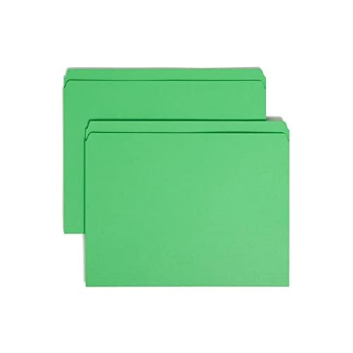 Smead File Folder, Reinforced Straight-Cut Tab, Letter Size, Green, 100 per Box (12110)