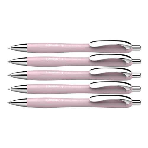 Schneider Limited Edition Slider Rave Colors, XB (Extra Broad) Ballpoint Pen, Refillable + Retractable, 1.4 mm, Pearl Barrel, Blue Ink, Box of 5 Pens (132519)