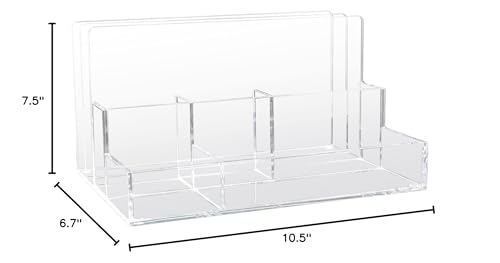 Kantek Acrylic File Sorter/Desk Organizer, 10.5-Inch Wide x 7.5-Inch Deep x 6.7-Inch High, Clear (AD245)