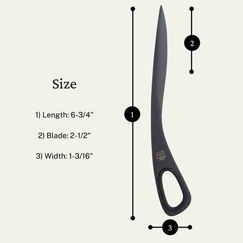 ALLEX Letter Opener Black 6.7" Sword Envelope Opener Knife, Japanese Stainless Steel Blade [Non-Stick Fluorine Coating], Mail Opener Paper Knife Tool All Metal, Made in Japan