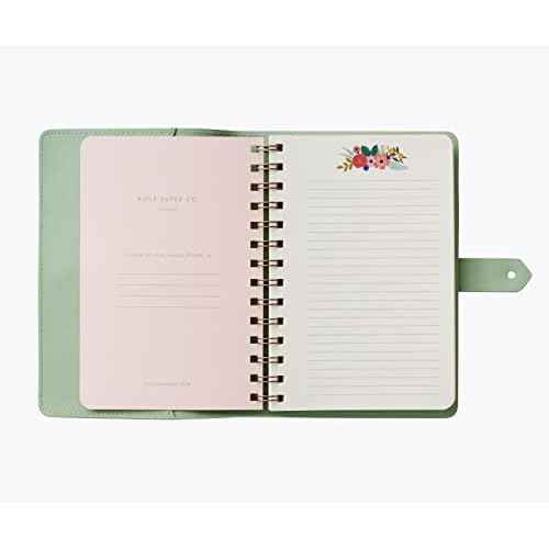 RIFLE PAPER CO. Garden Party Refillable Folio Journal, Canvas Paper Front Cover and Clear Plastic Back Cover, 88 Ruled Pages, Printed in Full Color with Double Spiral-Binding