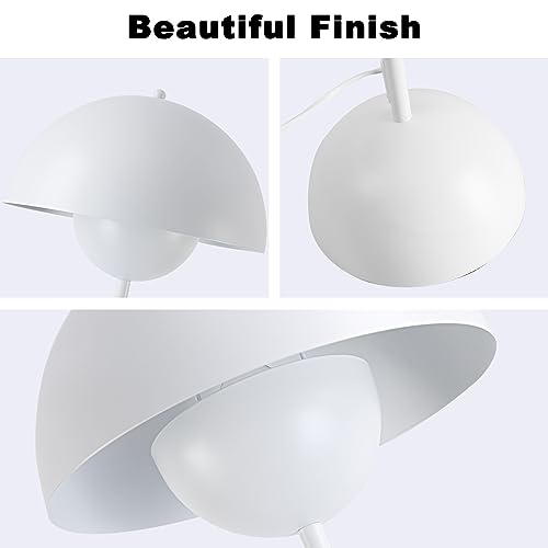 Modern Industrial Corner Floor Lamp for Bedroom, Living Room & Office - 63'' Tall Standing Metal Arched Shade White Lamp