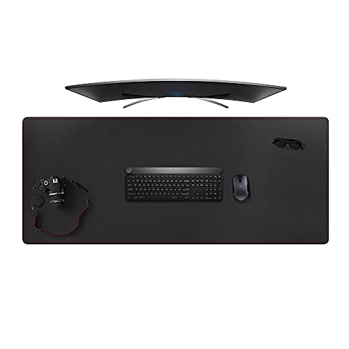 ZORESYN 4XL Oversized Large Mouse Pads (55" x 24") - PU Leather Extended Large Gaming Mousepad Desk Mat - Nonslip Base and Waterproof Desktop Keyboard Extended Mouse Mat (Black, 4XL - Oversized)