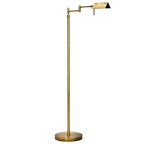 O¡¯Bright Dimmable LED Pharmacy Floor Lamp, 12W LED, Full Range Dimming, 360 Degree Swing Arms, Adjustable Heights, Standing Lamp for Reading, Sewing, and Craft, ETL Listed, Antique Brass (Gold)