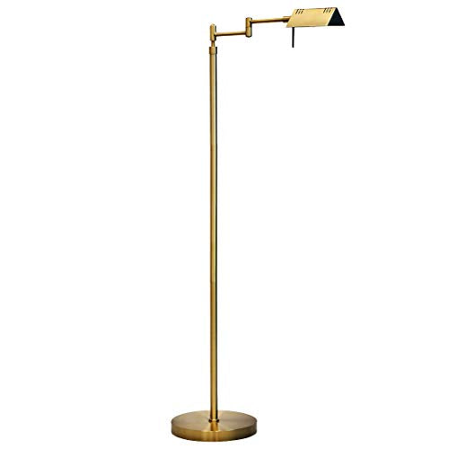 O'Bright Brook Antique Brass Dimmable LED Floor Lamp - Adjustable, Swivel Arm