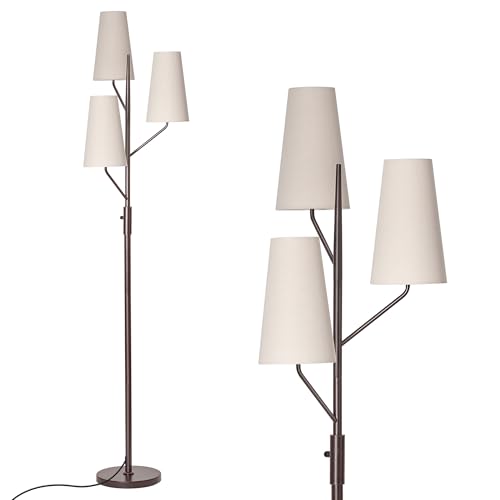 Floor Lamp for Living Room, 70" Tall Farmhouse Standing Lamp with Linen Shades, Industrial Rustic Tree Floor Lamps for Bedroom, Office and Dining Room(Bulb Not Included)