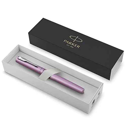 PARKER Vector XL Fountain Pen | Metallic Lilac Lacquer on Brass | Medium Nib with Blue Ink Refill | Gift Box