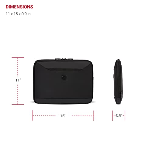 SwissGear Padded Zippered Laptop Sleeve, Micro-Twill Laptop Case with Fleece Lining & Front Webbing