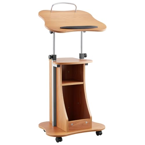 VEVOR 43 in Wooden Lectern Podium Stand with Adjustable Height & Angle — Dark Cherry