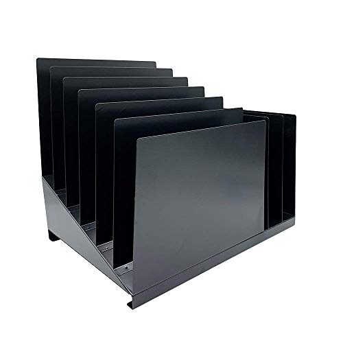 Huron Desktop File Binder Organizer Storage, Combination Vertical 3/Slant 6 Slot Tray, Black Steel