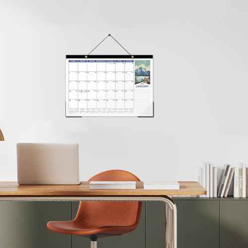 2026 Desk Calendar - Desk Calendar 2026 from Jan. 2026 - Dec. 2026, 17" x 12", 12 Months Large Monthly Calendar, Desk/Wall Calendar with Large Unruled Blocks and Julian Dates