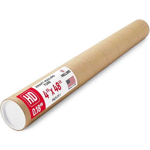 2X Heavy-Duty Reinforced Cardboard Mailing Tube 4" x 48" with Caps - Pack of 1