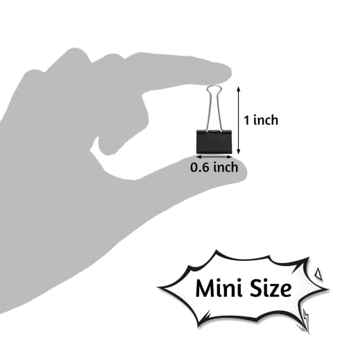 OWLKELA 0.6in Binder Clips 120 Pack Black – Mini Metal Clips for Office & Home Organization