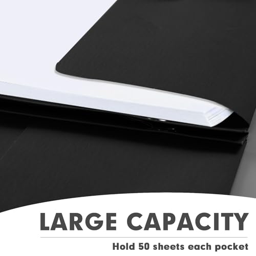 50 Pack Two Pocket Folders With Prongs, 3 Prong Folders Fit Letter Size Paper, File Folders for School Office Home Business, Black