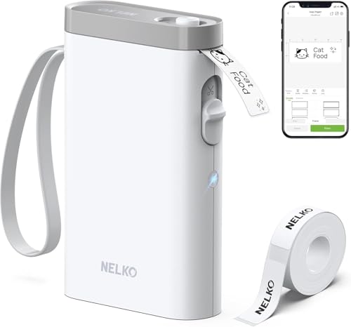 Nelko P21 Bluetooth Label Maker with Tape - White Portable Label Printer