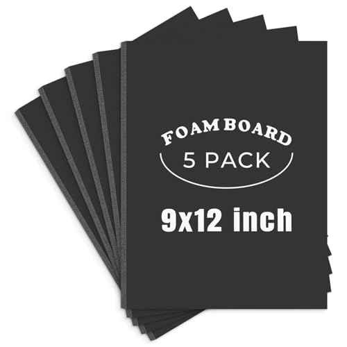 AUEAR, 5 Pack 9x12 Black Foam Boards, Foam Core Poster Board for Display, Mounting, Print, Presentation and Projects, 3/16'' Thick